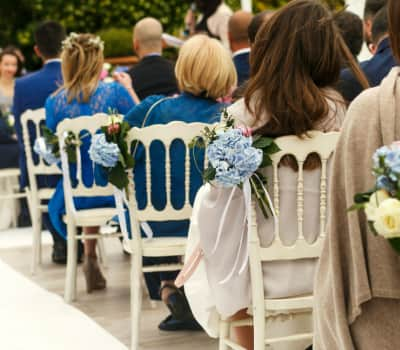 wedding guests sitting at an event